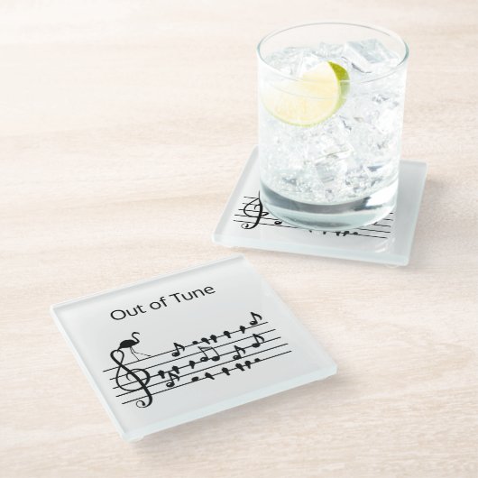 Out of Tune Flamingo bij zangvogels Glazen Onderzetter (Schuin)