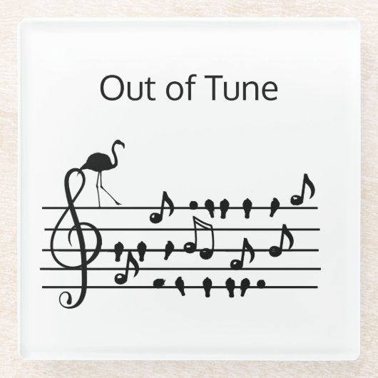 Out of Tune Flamingo bij zangvogels Glazen Onderzetter (Voorkant)