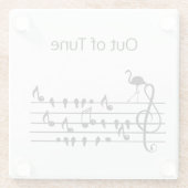 Out of Tune Flamingo bij zangvogels Glazen Onderzetter (Achterkant)