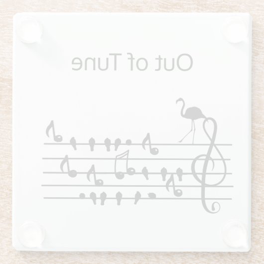 Out of Tune Flamingo bij zangvogels Glazen Onderzetter (Achterkant)