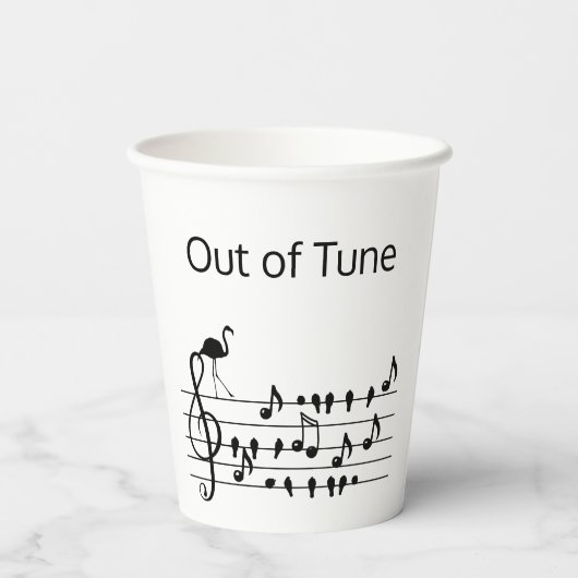 Out of Tune Flamingo bij zangvogels Papieren Bekers (Achterkant)