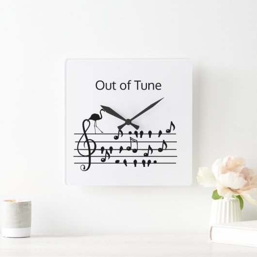 Out of Tune Flamingo bij zangvogels Vierkante Klok (Huis)