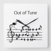 Out of Tune Flamingo bij zangvogels Vierkante Klok (Voorkant)