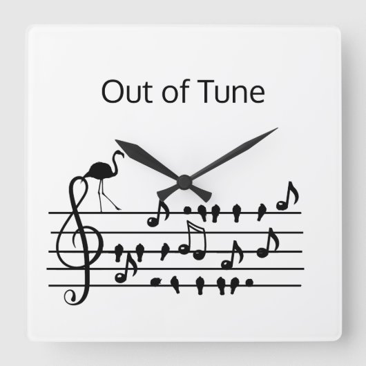 Out of Tune Flamingo bij zangvogels Vierkante Klok (Voorkant)