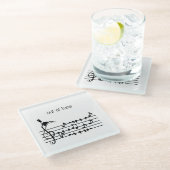 Out of Tune, toekan bij zangvogels Glazen Onderzetter (Schuin)