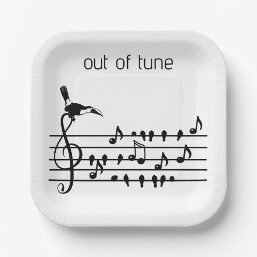 Out of Tune, toekan bij zangvogels Papieren Bordje (Voorkant)