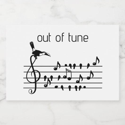 Out of Tune, toekan bij zangvogels Voedselcontainer Etiket (Enkel label)