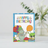 Out This World Robot Verjaardag nodigt uit Briefkaart (Staand voorkant)