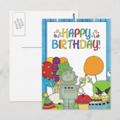 Out This World Robot Verjaardag nodigt uit Briefkaart (Voorkant / Achterkant)