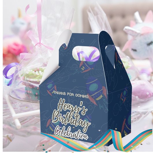 Out to space Birthday celebration Favor Box Bedankdoosjes