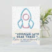 Out to space Birthday party invitation Card (Staand voorkant)