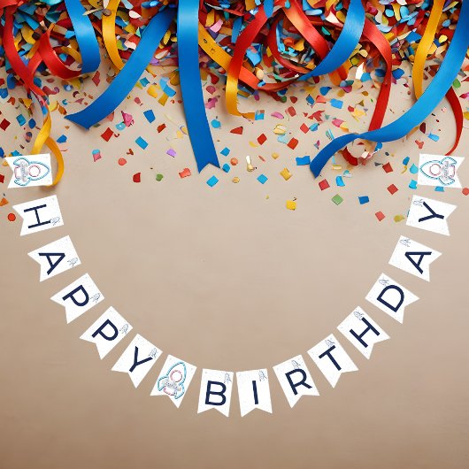 Out to Space Customizable Birthday Vlaggetjes