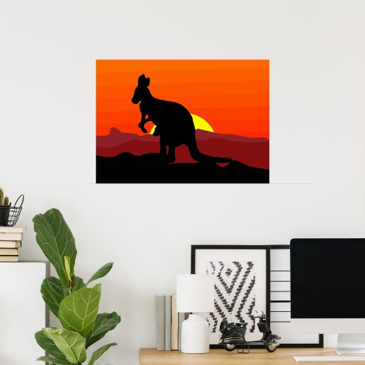 Outback Australian Kangaroo op Sunset Poster (Thuiskantoor)