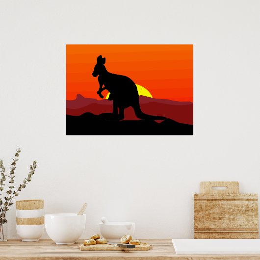 Outback Australian Kangaroo op Sunset Poster (Keuken)