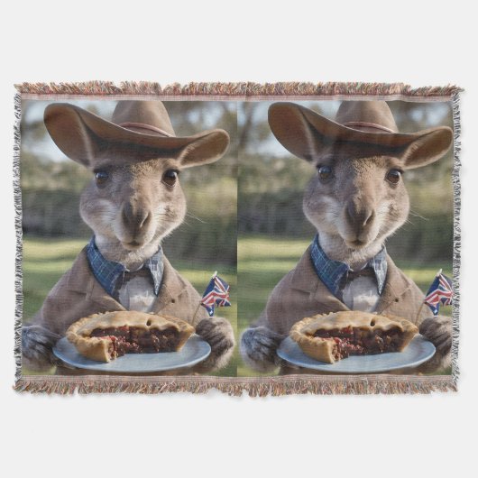 Outback Delight: A Kangaroo Eats Aussie Meat Pie Deken (Voorkant)