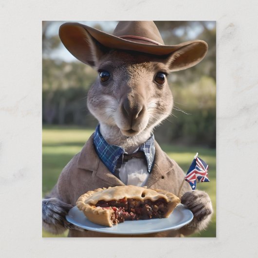Outback Delight: A Kangaroo Eats Aussie Meat Pie Flyer (Achterkant)