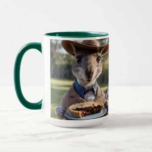 Outback Delight: A Kangaroo Eats Aussie Meat Pie Mok