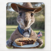 Outback Delight: A Kangaroo Eats Aussie Meat Pie Muismat (Voorkant)