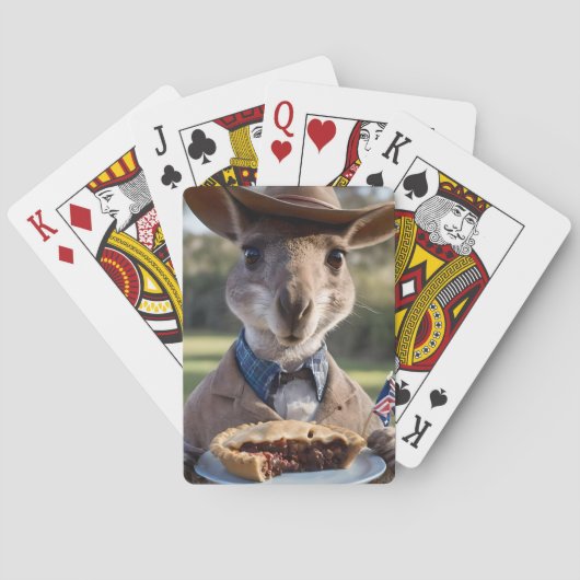 Outback Delight: A Kangaroo Eats Aussie Meat Pie Pokerkaarten (Achterkant)