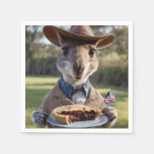 Outback Delight: A Kangaroo Eats Aussie Meat Pie Servet (Voorkant)