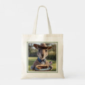 Outback Delight: A Kangaroo Eats Aussie Meat Pie Tote Bag (Achterkant)