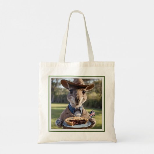Outback Delight: A Kangaroo Eats Aussie Meat Pie Tote Bag (Achterkant)