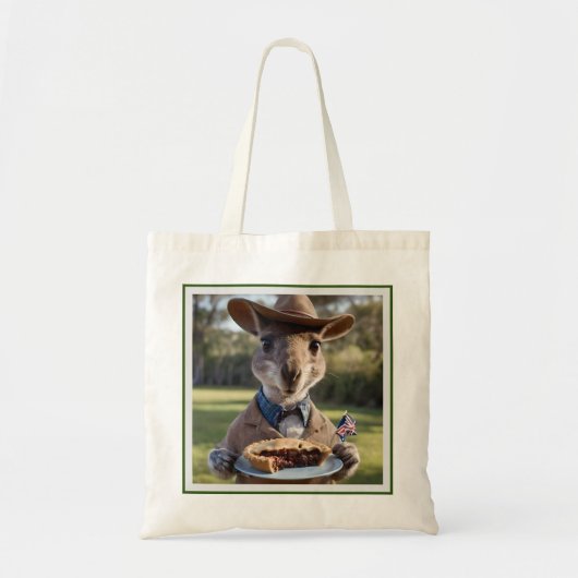 Outback Delight: A Kangaroo Eats Aussie Meat Pie Tote Bag (Voorkant)