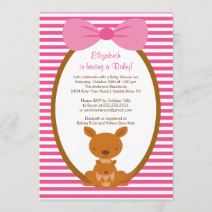 Outback kangaroo Baby Girl Shower Kaart