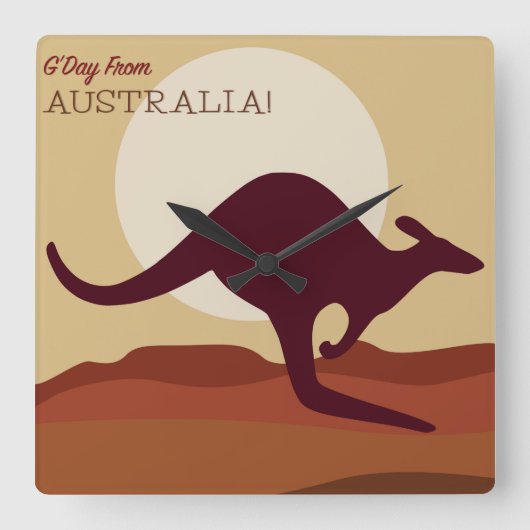 Outback kangaroo vierkante klok (Voorkant)