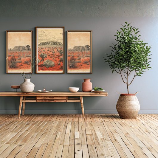 Outback Odyssey – Retro Australian Desert Travel Muurkunst Sets