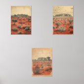 Outback Odyssey – Retro Australian Desert Travel Muurkunst Sets (Voorkant)