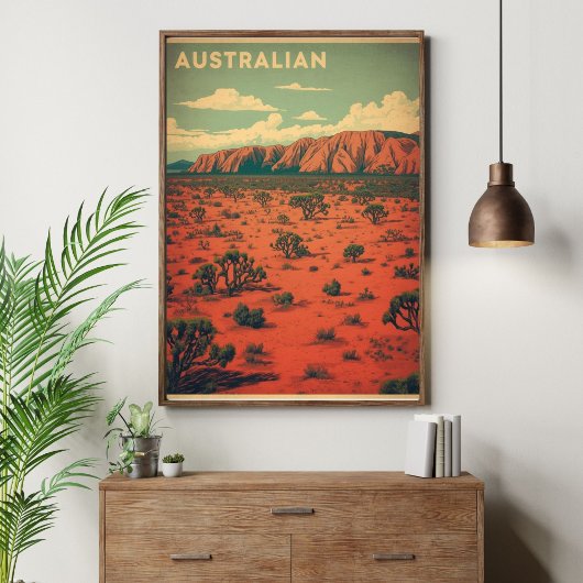 Outback Odyssey – Retro Australische woestijnreis Poster