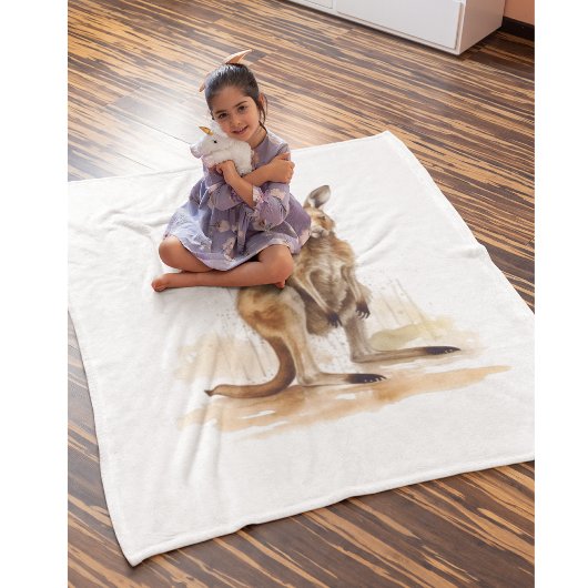 Outback Wanderer, Watercolor Kangoeroe Fleece Deken