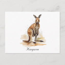 Outback Wanderer: Watercolor Kangoeroe op maat Briefkaart