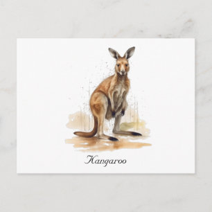 Outback Wanderer: Watercolor Kangoeroe op maat Briefkaart