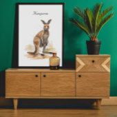 Outback Wanderer: Watercolor Kangoeroe op maat Poster