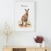 Outback Wanderer: Watercolor Kangoeroe op maat Poster