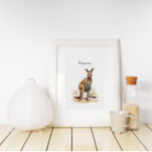 Outback Wanderer: Watercolor Kangoeroe op maat Poster