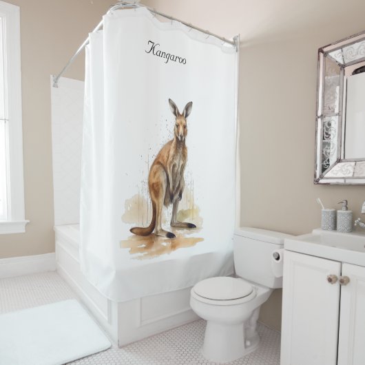 Outback Wanderer: Waterverf Douchegordijn (In situ)