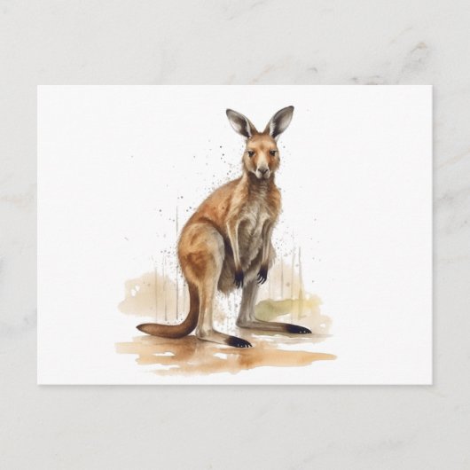 Outback Wanderer: Waterverf Kangaroo Briefkaart (Voorkant)