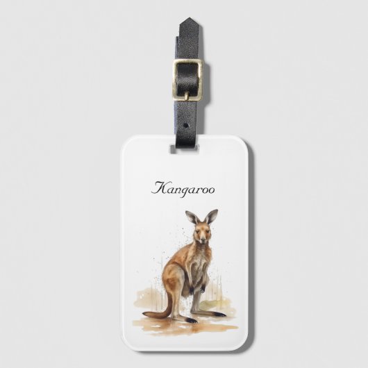 Outback Wanderer: Waterverf Kangaroo custom Bagagelabel (Voorkant (verticaal))