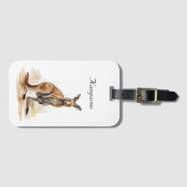 Outback Wanderer: Waterverf Kangaroo custom Bagagelabel