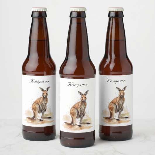 Outback Wanderer: Waterverf Kangaroo custom Bier Etiket (Flessen)