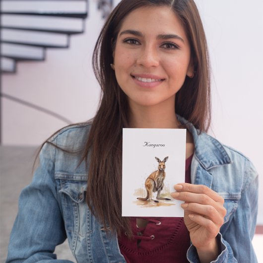 Outback Wanderer: Waterverf Kangaroo custom Briefkaart