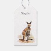 Outback Wanderer: Waterverf Kangaroo custom Cadeaulabel (Voorkant)