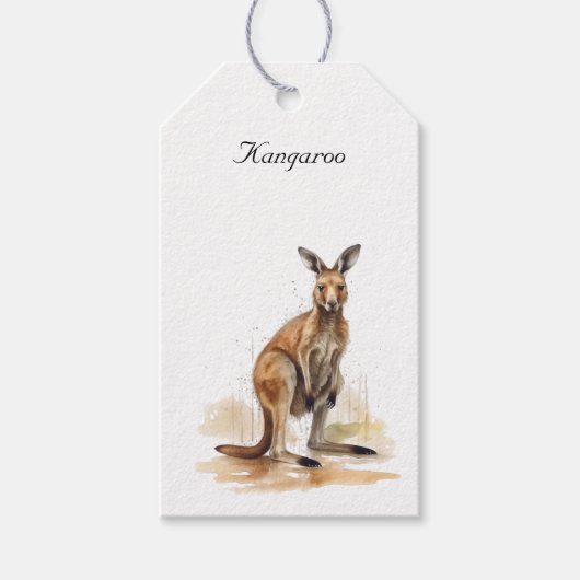 Outback Wanderer: Waterverf Kangaroo custom Cadeaulabel (Voorkant)