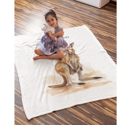 Outback Wanderer: Waterverf Kangaroo custom Fleece Deken