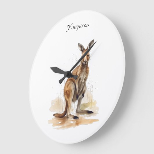 Outback Wanderer: Waterverf Kangaroo custom Grote Klok (Hoek)