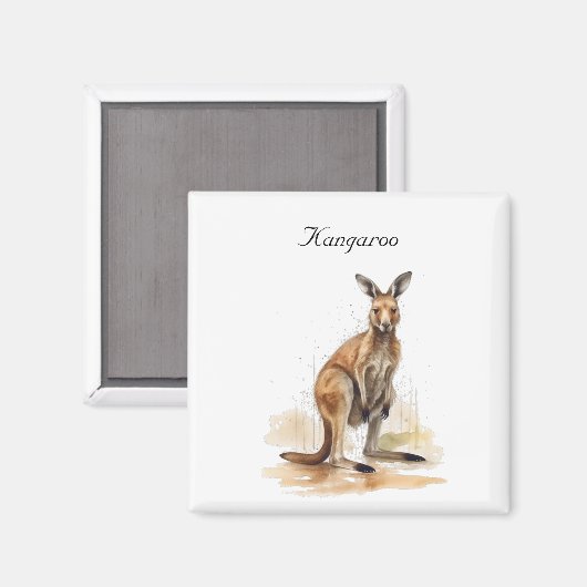 Outback Wanderer: Waterverf Kangaroo custom Magneet (Voorkant / Achterkant)