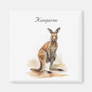 Outback Wanderer: Waterverf Kangaroo custom Magneet